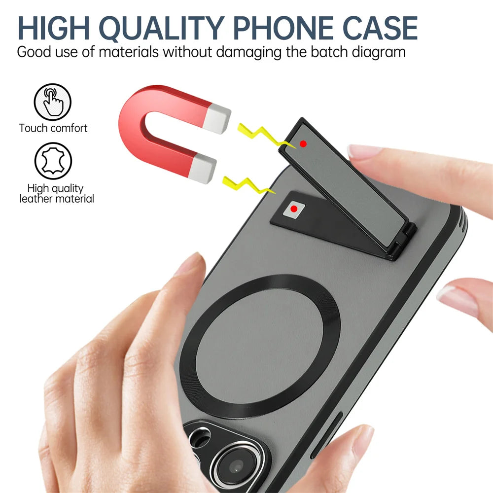 Luxury Magnetic Leather Stand Case For iPhone