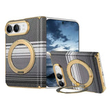 Kevlar Texture Magnetic Stand Fold Case For iPhone Duo