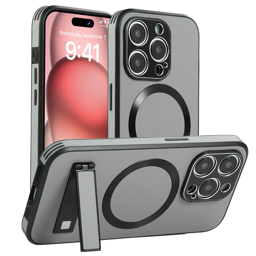 Luxury Magnetic Leather Stand Case For iPhone