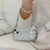 Glitter Drop Glue Plating Handbag Leather Strap Case For iPhone