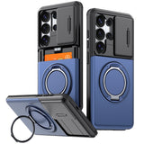 Slide Camera Protect Ring Holder With Card Armor Case For Samsung Galaxy