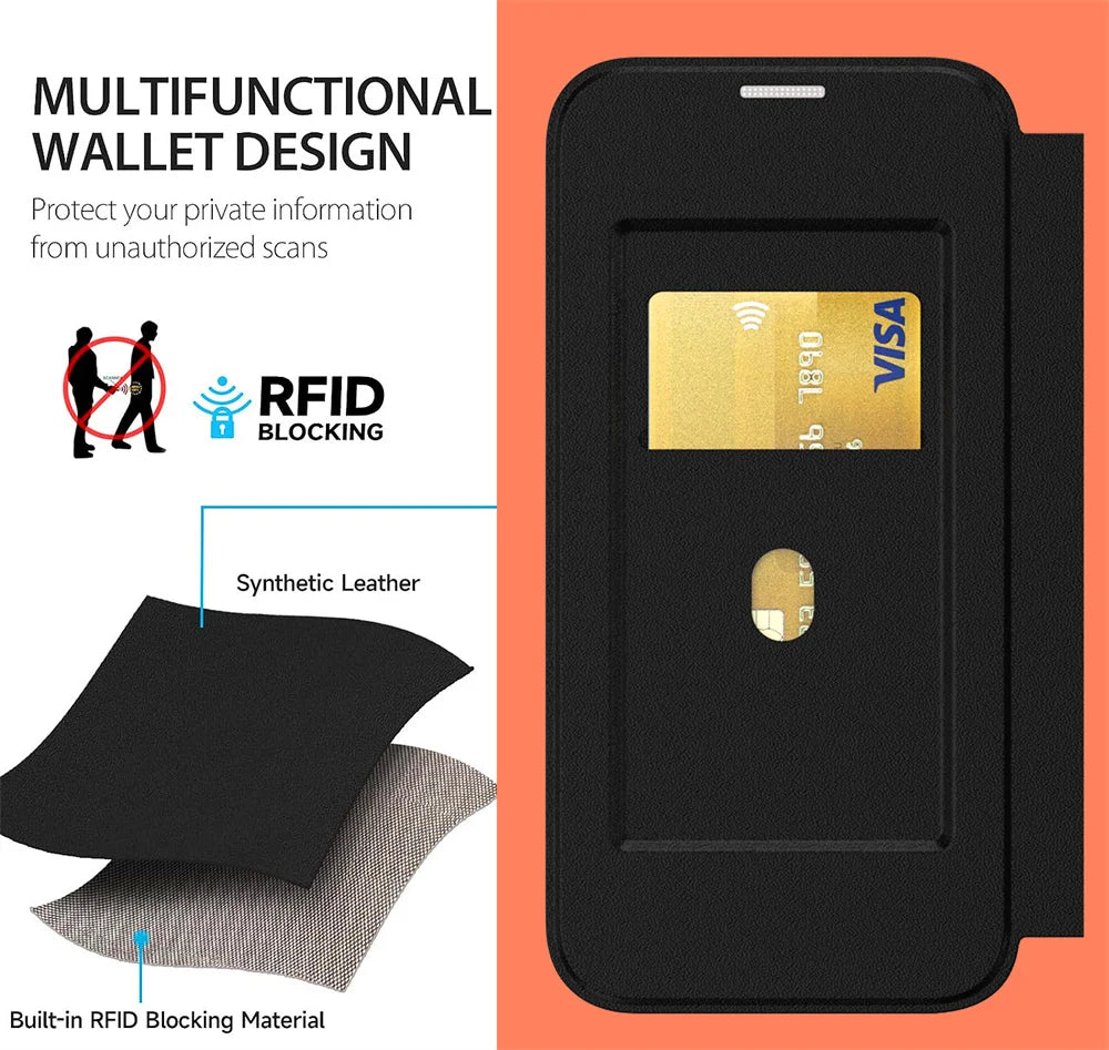 Luxury Flip Slot Card Wallet Magnetic Case For iPhone