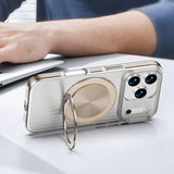 Metal Button Ripple Shape Rotating Magnetic Case for iPhone