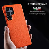 Natural Cowhide Leather Magnetic Case for Samsung