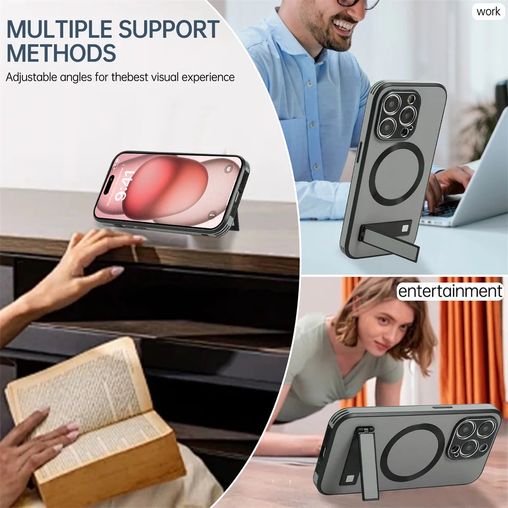 Luxury Magnetic Leather Stand Case For iPhone