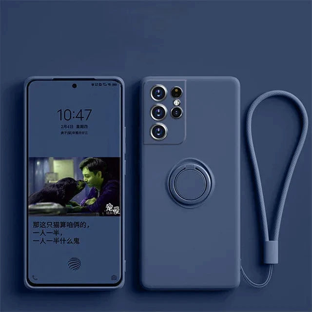 Silicone Magnetic Ring Holder Case For Samsung