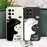 Silicone Sleepy Cat Case For Samsung Galaxy