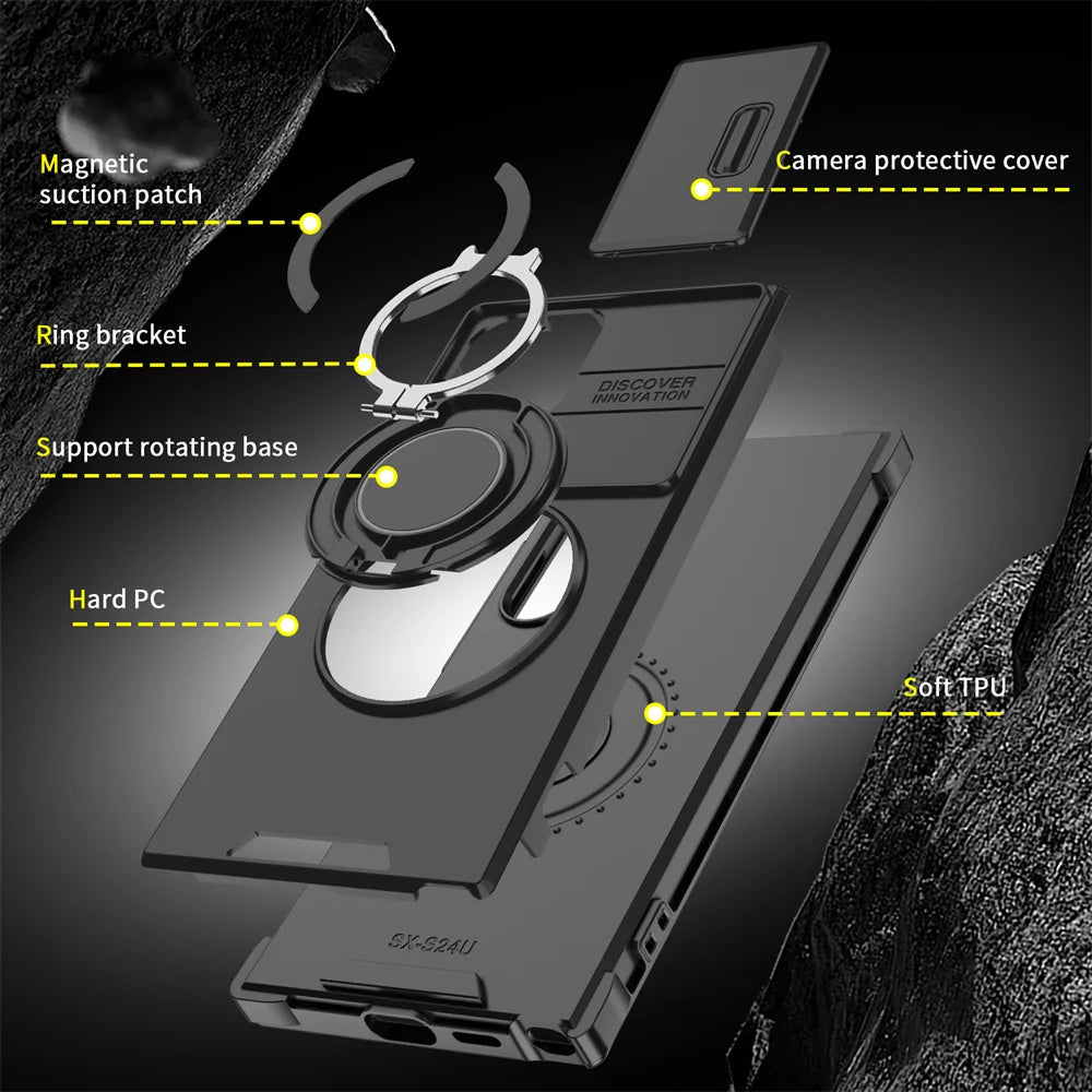 Slide Camera Protection Magnetic Stand Case for Samsung