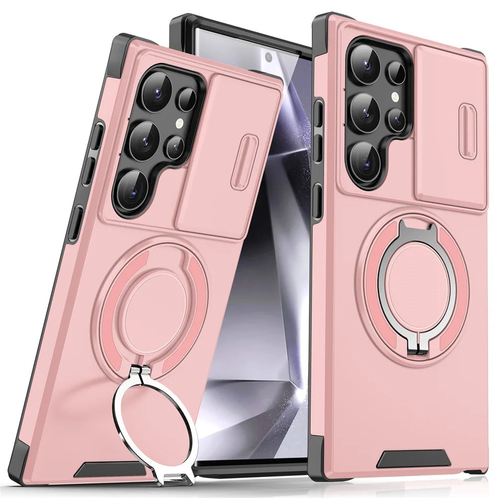 Slide Camera Protection Magnetic Stand Case for Samsung