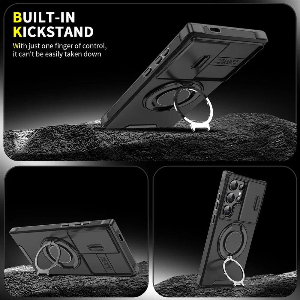 Slide Camera Protection Magnetic Stand Case for Samsung
