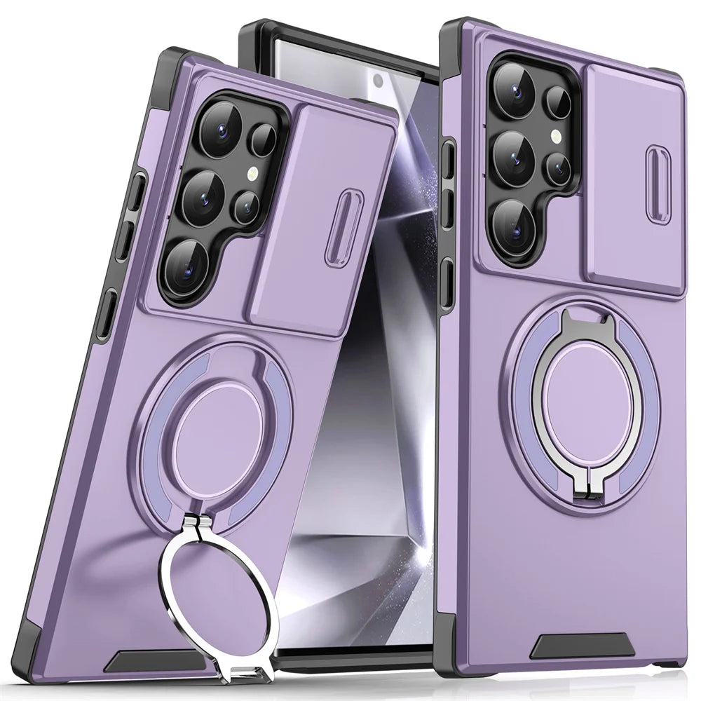 Slide Camera Protection Magnetic Stand Case for Samsung