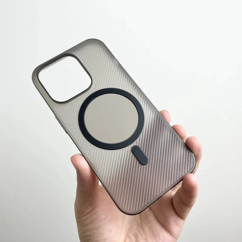Ultrathin Twill Magnetic Translucent Frosted Non-slip Case For iPhone