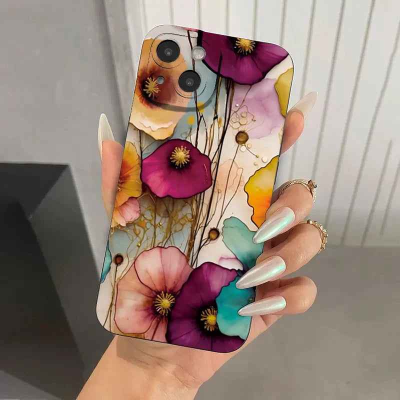 Vintage Floral Pattern Soft TPU Case for iPhone