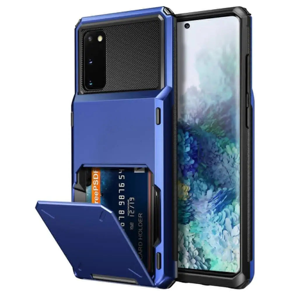Shockproof Armor Card Slot Flip Hidden Pocket Case for Samsung
