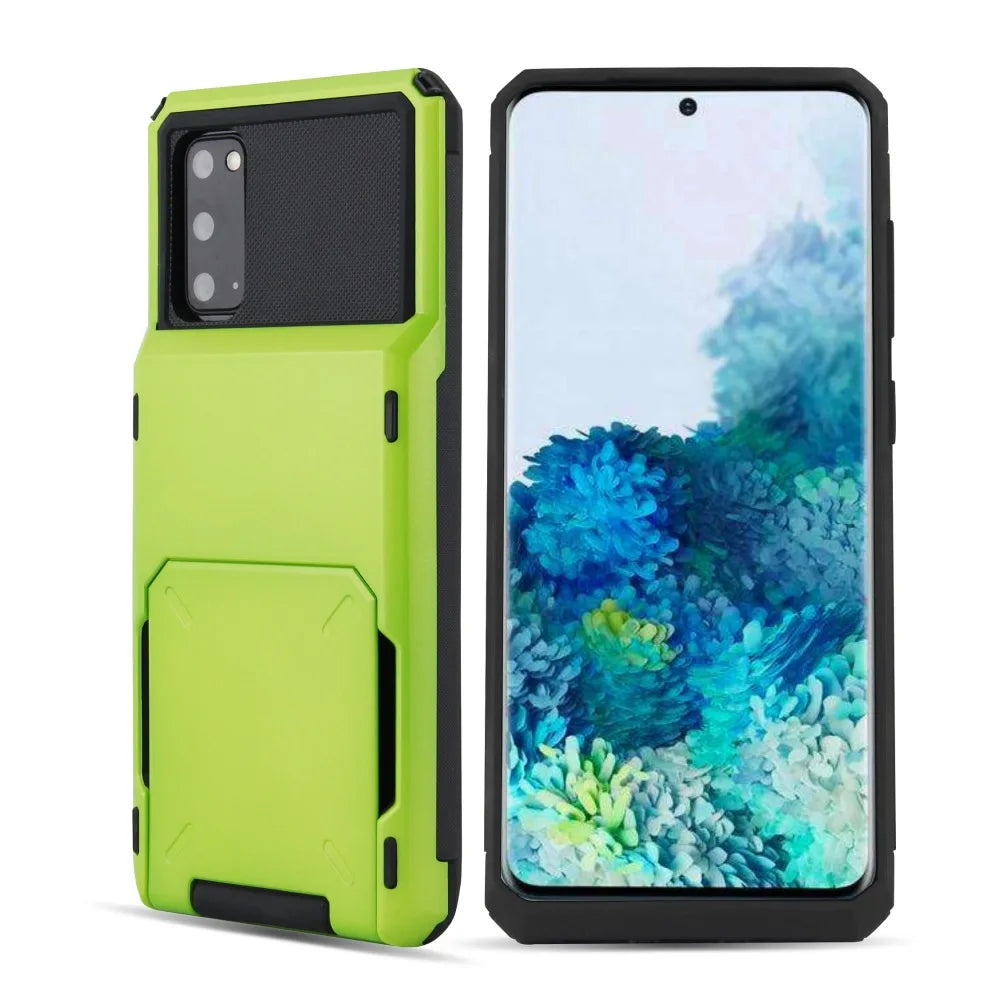 Shockproof Armor Card Slot Flip Hidden Pocket Case for Samsung