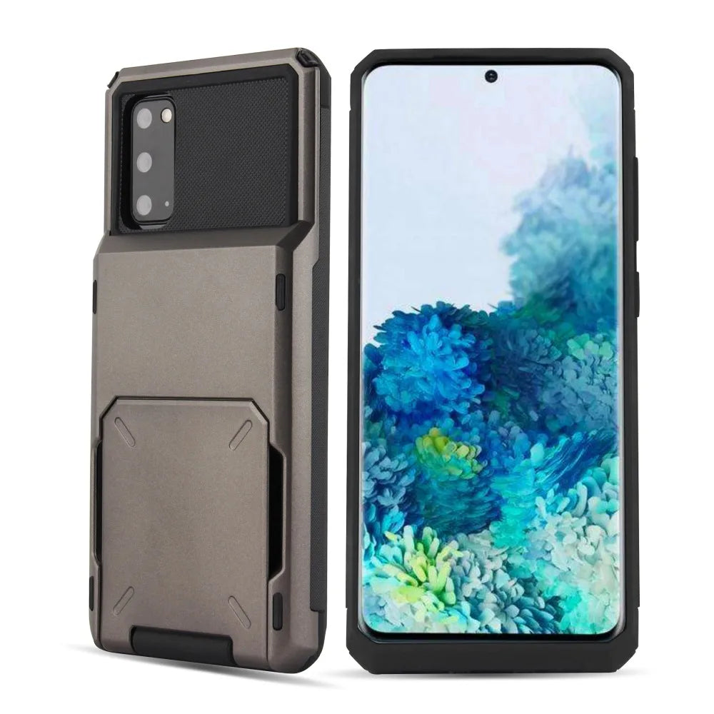 Shockproof Armor Card Slot Flip Hidden Pocket Case for Samsung