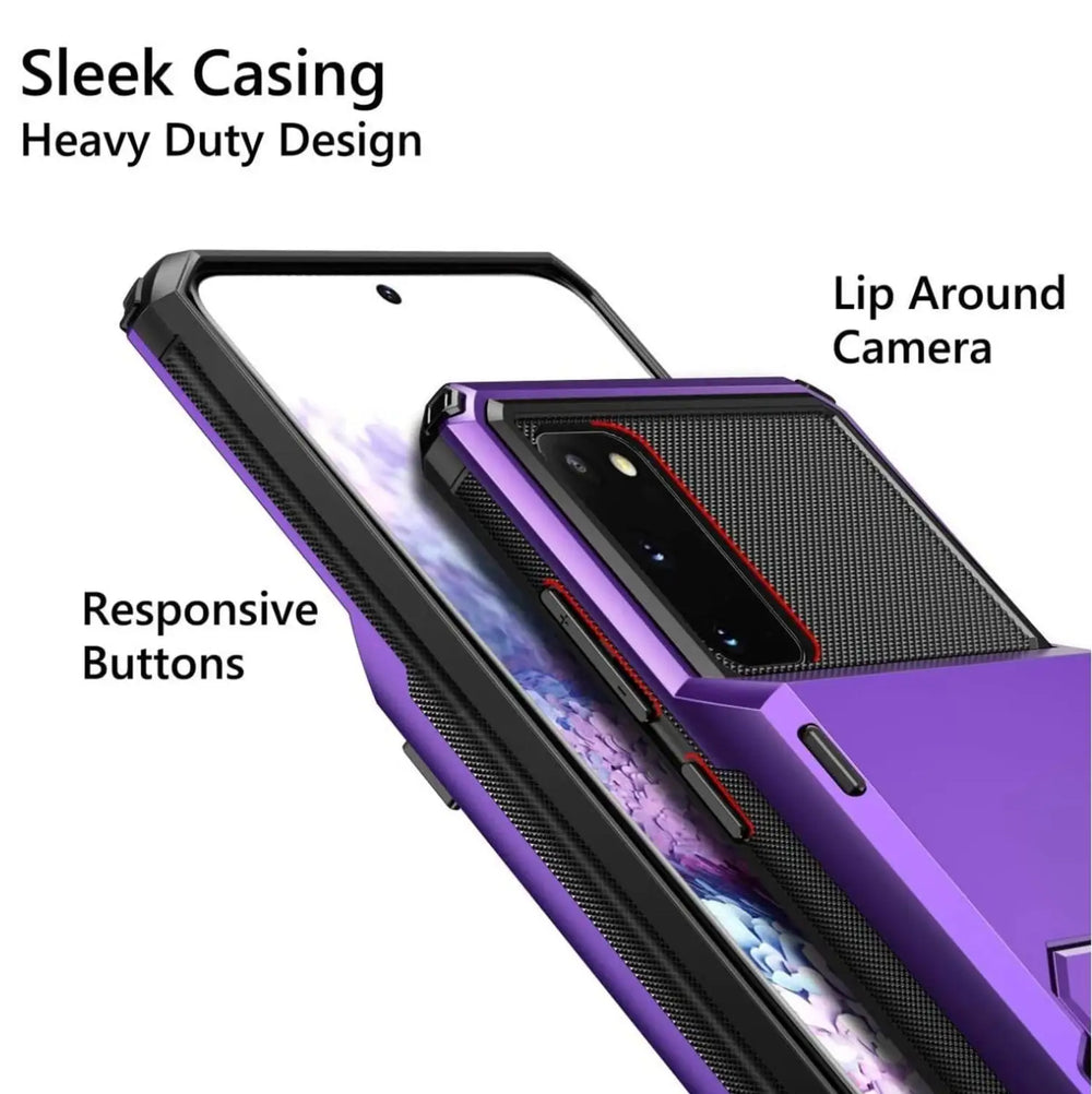Shockproof Armor Card Slot Flip Hidden Pocket Case for Samsung