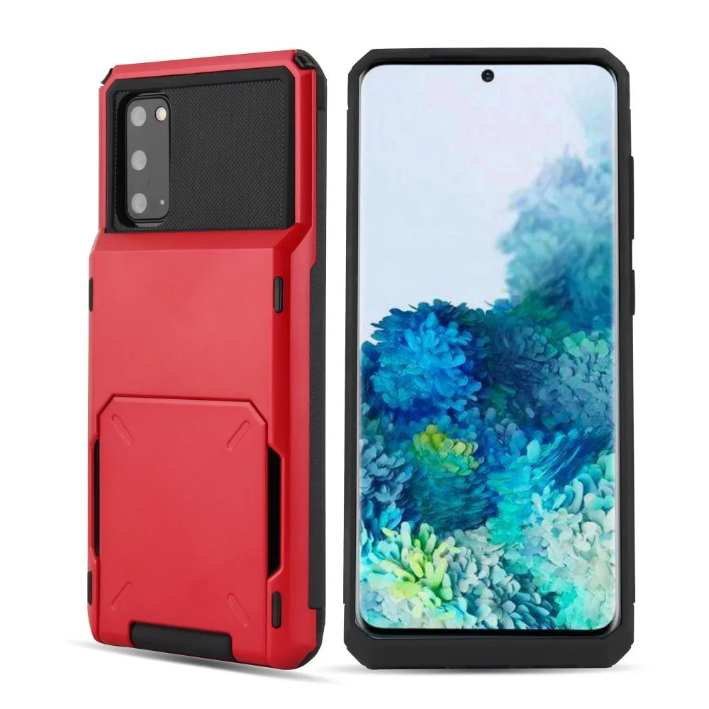 Shockproof Armor Card Slot Flip Hidden Pocket Case for Samsung