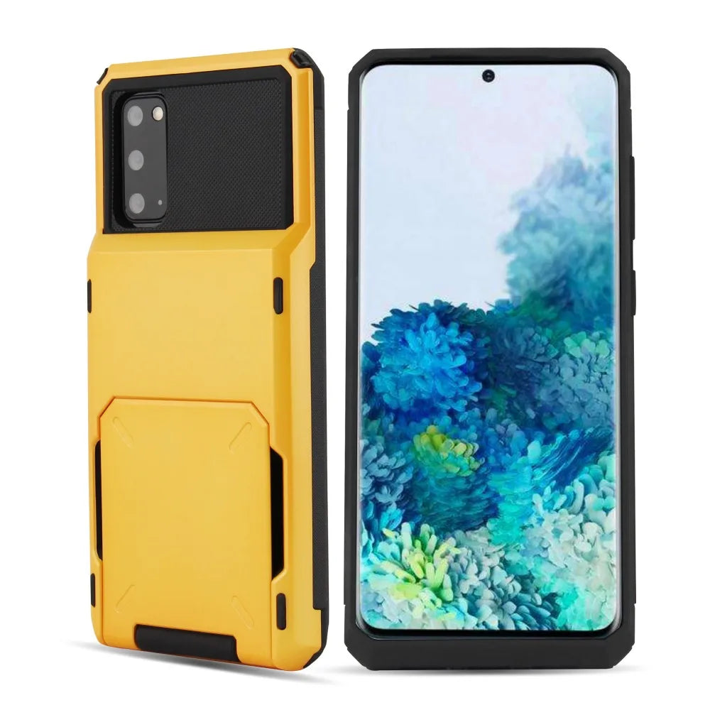 Shockproof Armor Card Slot Flip Hidden Pocket Case for Samsung