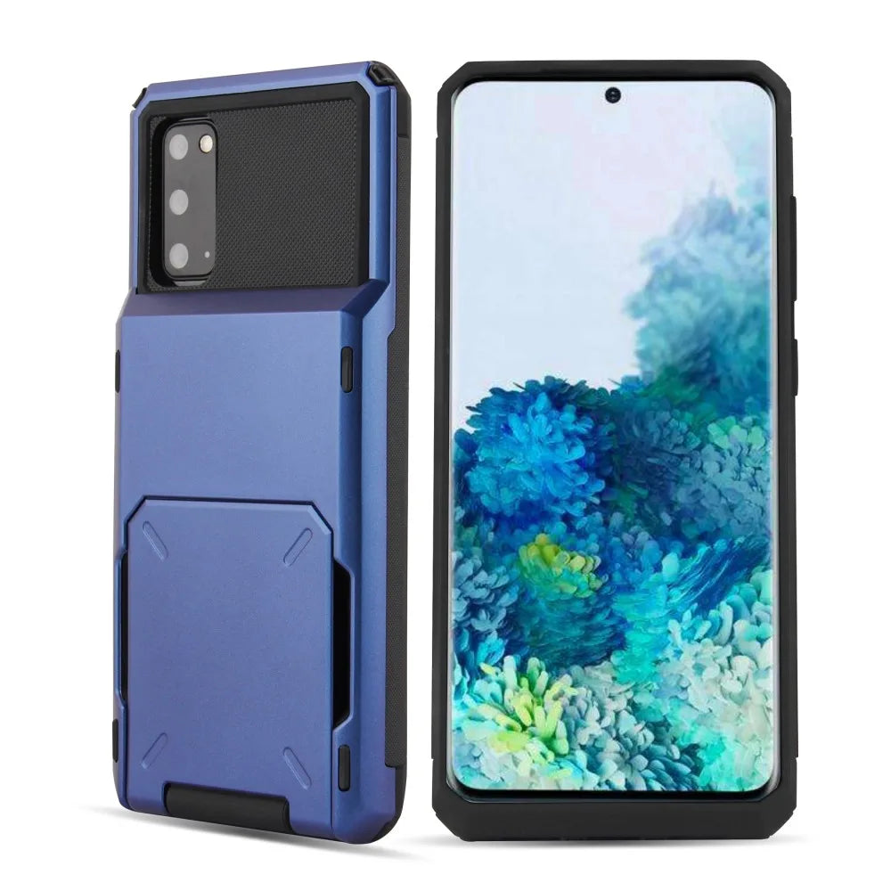 Shockproof Armor Card Slot Flip Hidden Pocket Case for Samsung