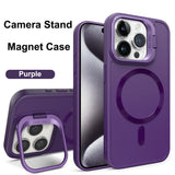 Matte Magnetic Lens Holder Stand Case For iPhone