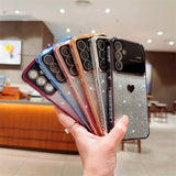 Plating Love Heart Glitter Bling Case For Samsung