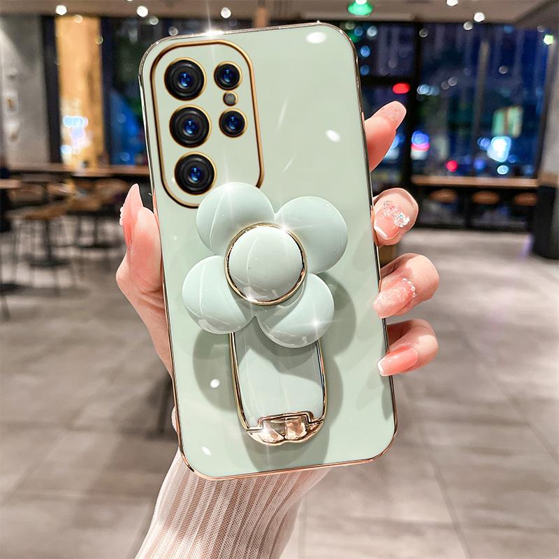 Flower Invisible Rotating Bracket Case For Samsung