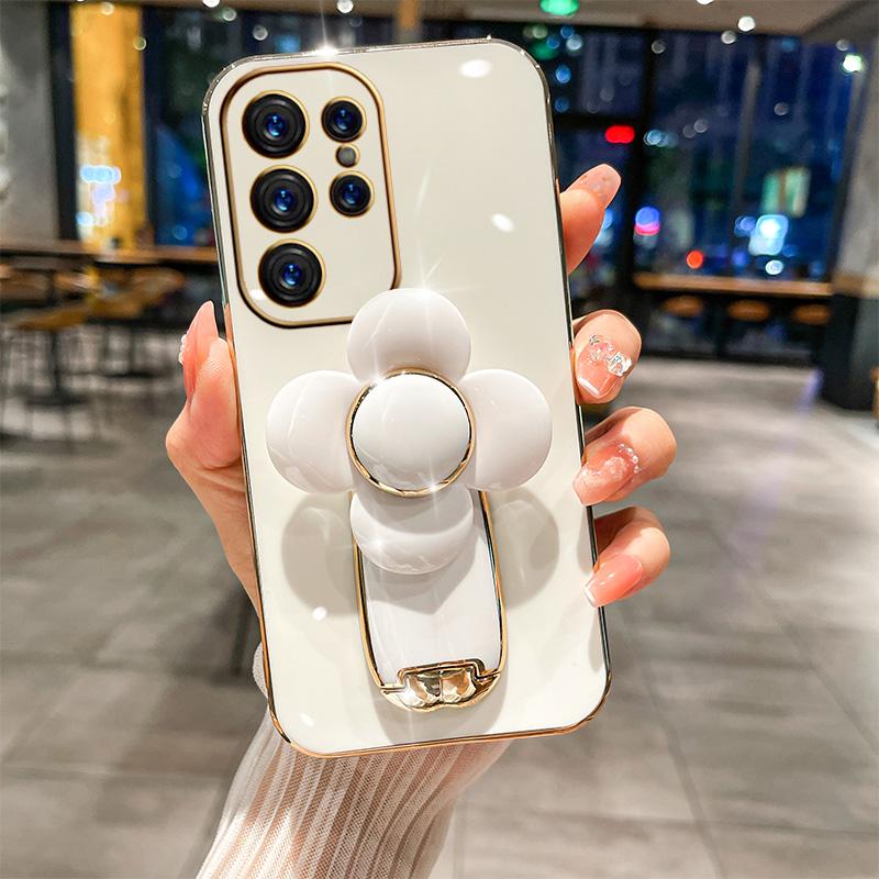 Flower Invisible Rotating Bracket Case For Samsung