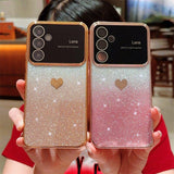 Plating Love Heart Glitter Bling Case For Samsung