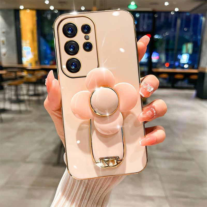Flower Invisible Rotating Bracket Case For Samsung