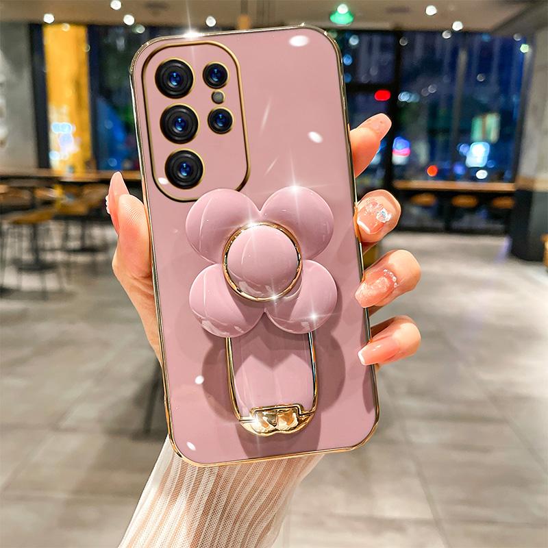 Flower Invisible Rotating Bracket Case For Samsung