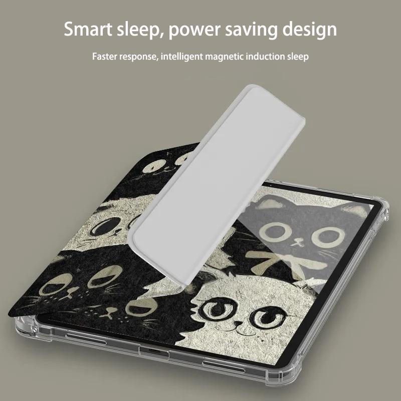 Oil Painting Cat Tri-Fold Style Case for iPad