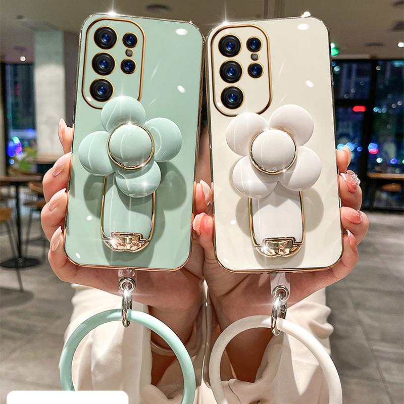 Flower Invisible Rotating Bracket Case For Samsung