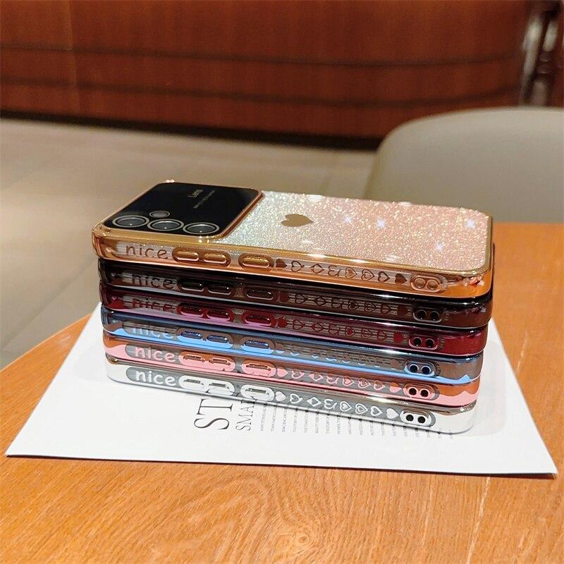 Plating Love Heart Glitter Bling Case For Samsung