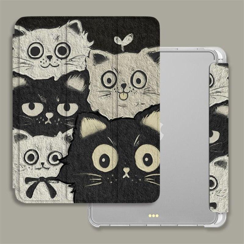 Oil Painting Cat Tri-Fold Style Case for iPad