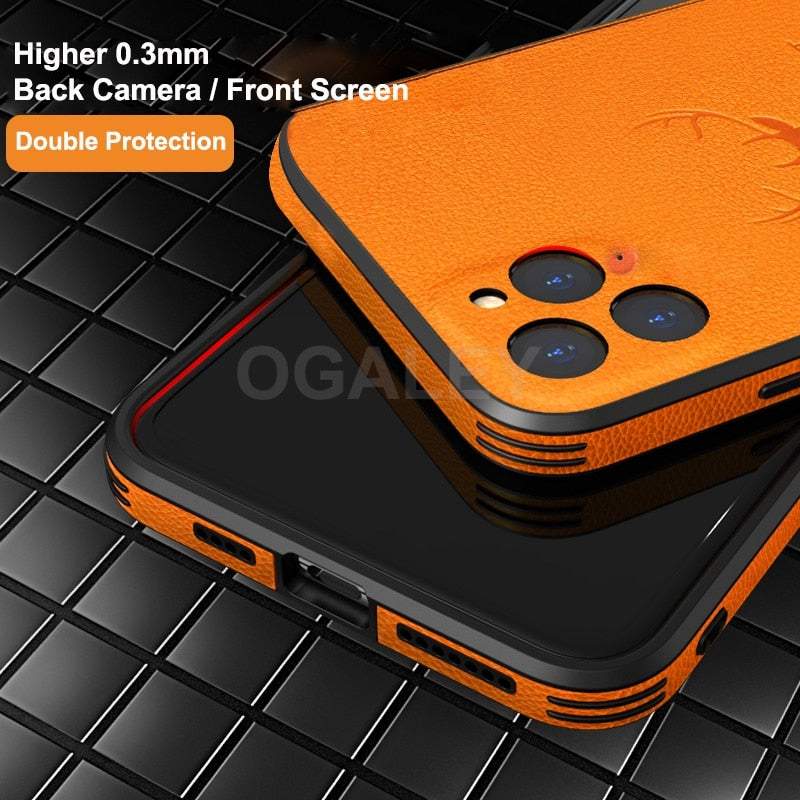 Square Leather Shockproof Case For iPhone