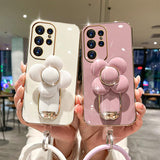 Flower Invisible Rotating Bracket Case For Samsung