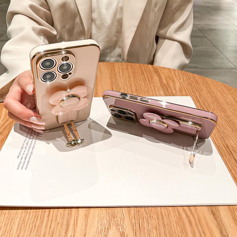 Flower Invisible Rotating Bracket Case For Samsung
