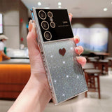 Cute Love Heart Glitter Gradient Plating Case For Samsung