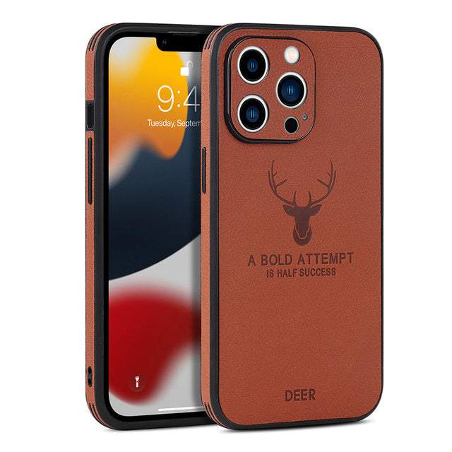 Square Leather Shockproof Case For iPhone