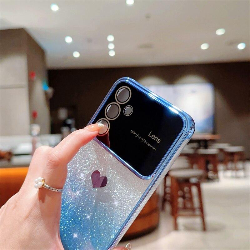 Plating Love Heart Glitter Bling Case For Samsung