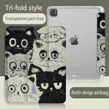 Oil Painting Cat Tri-Fold Style Case for iPad