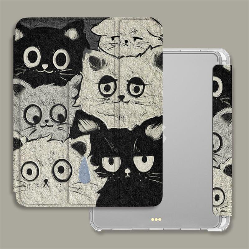 Oil Painting Cat Tri-Fold Style Case for iPad