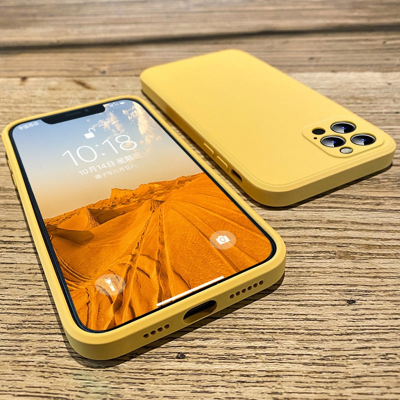 Square Liquid Silicone Case For iPhone Cover