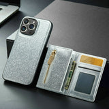 Glitter 2 in 1 Leather Wallet Case For iPhone