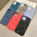 Camouflage Matte Pu Leather Silicone IPhone Case