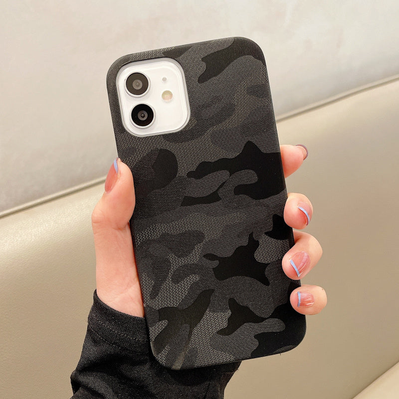 Camouflage Matte Pu Leather Silicone IPhone Case