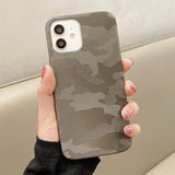 Camouflage Matte Pu Leather Silicone IPhone Case