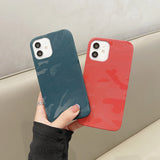 Camouflage Matte Pu Leather Silicone IPhone Case