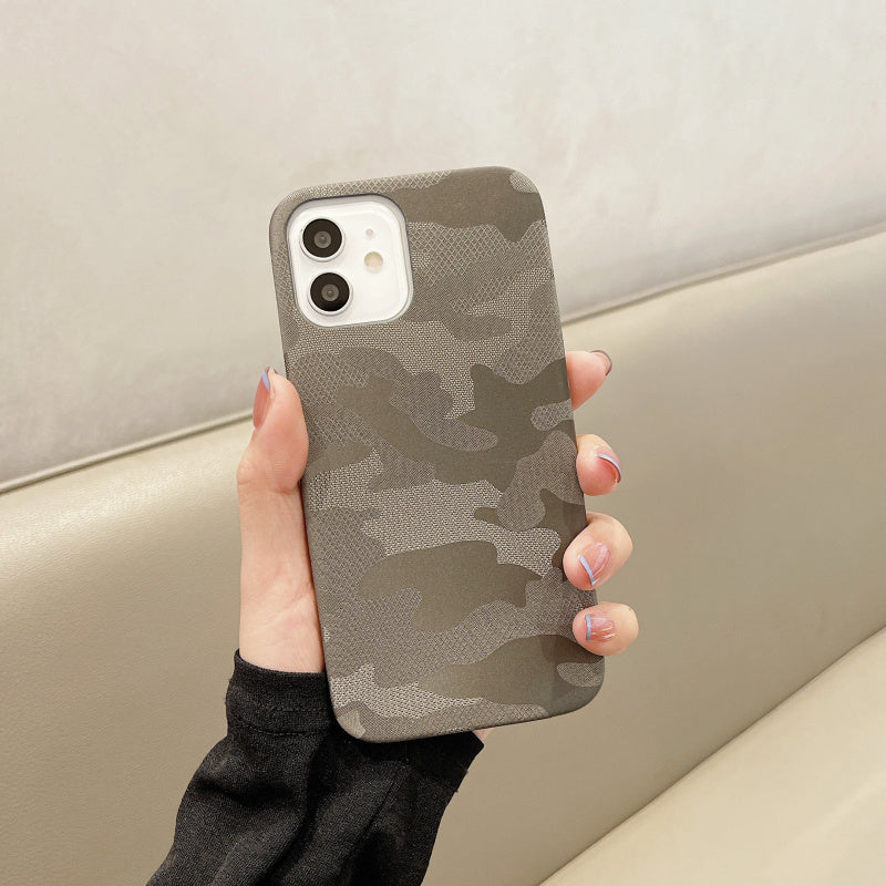 Camouflage Matte Pu Leather Silicone IPhone Case